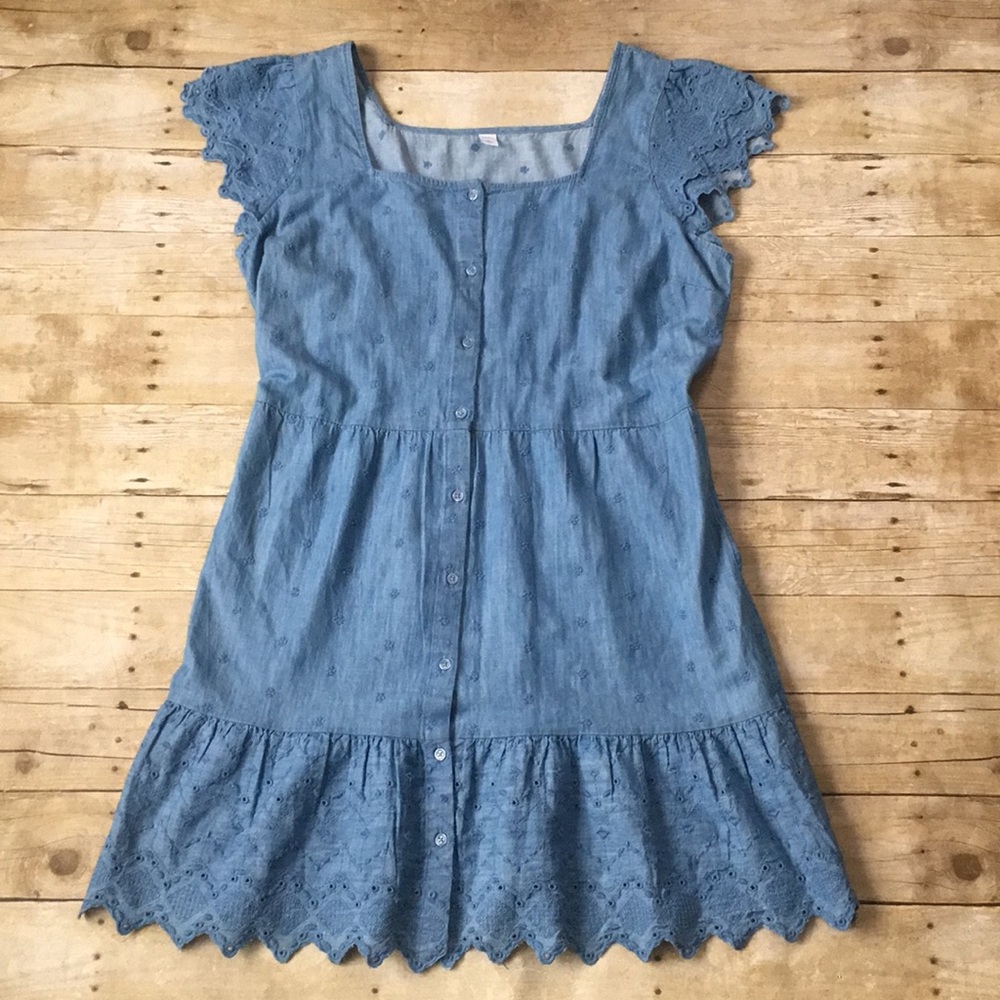 Old Navy Chambray Ruffle Dress Size XL